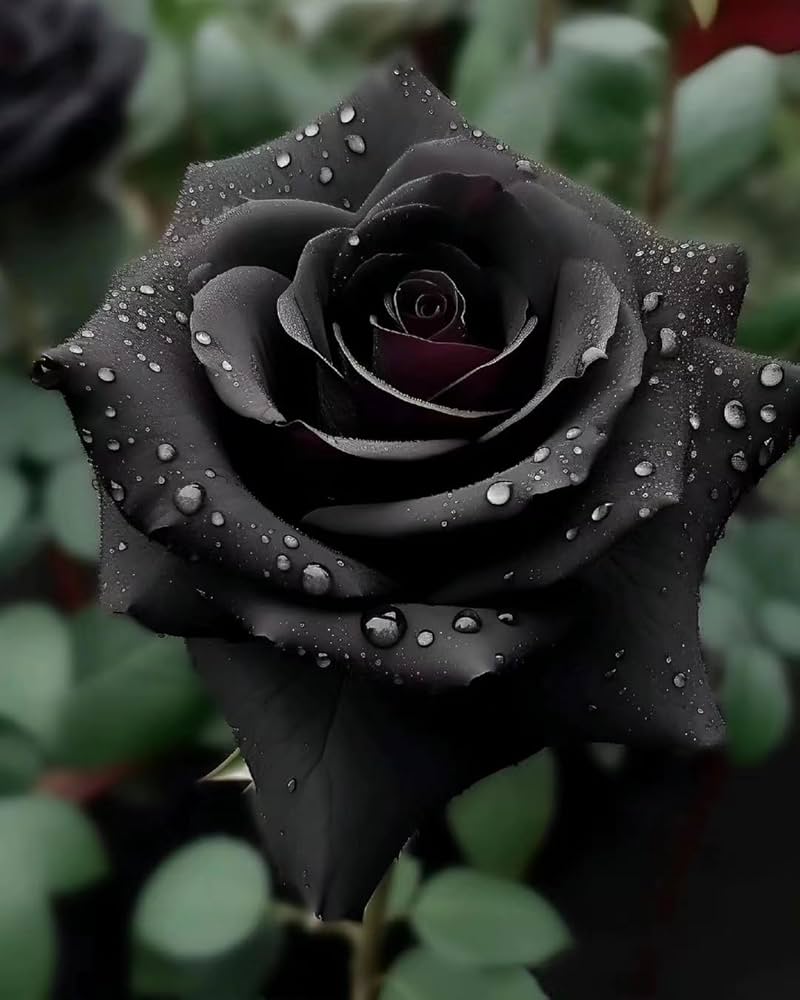 Black Rose Bonsai seeds growing into rare miniature rose trees with deep, dark blooms, perfect for dramatic indoor bonsai displays